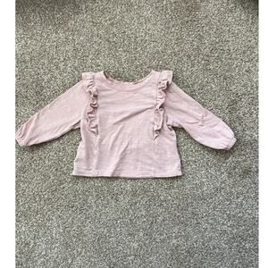 Cat & Jack Baby Girl Pink Ruffle Long Sleeve Top 18M Soft Cottagecore